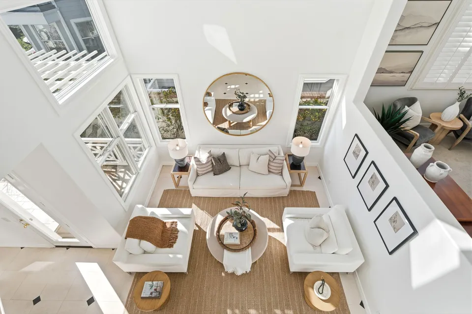 Living room seen from the stair landing