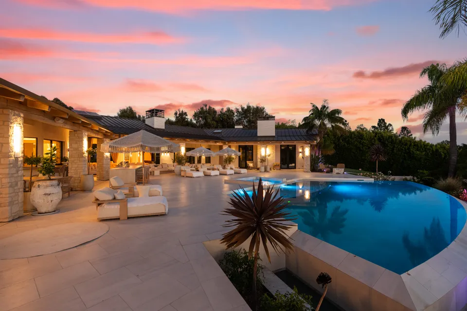 Pool terrace at twilight