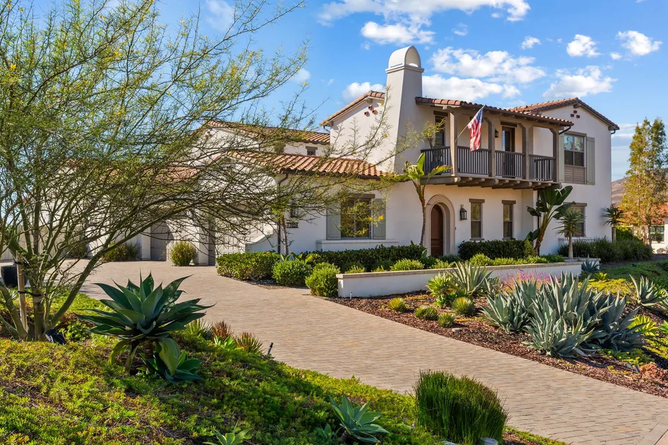Front of the home and drought-tolerant gardens