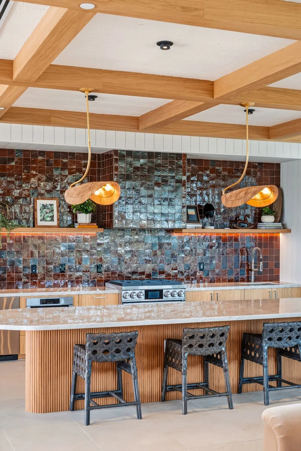 Clubhouse bar with a tiled wall