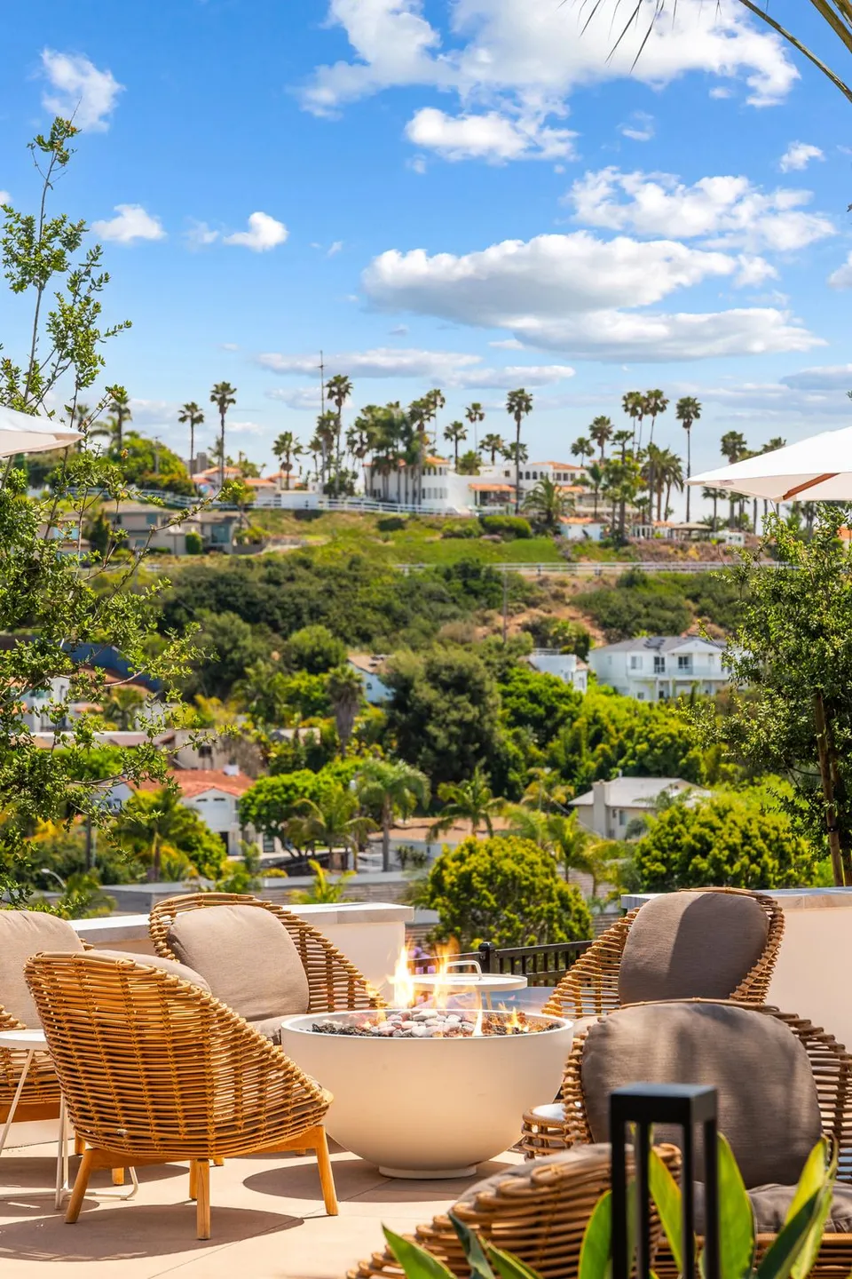 Outdoor seating with views over Solana Beach